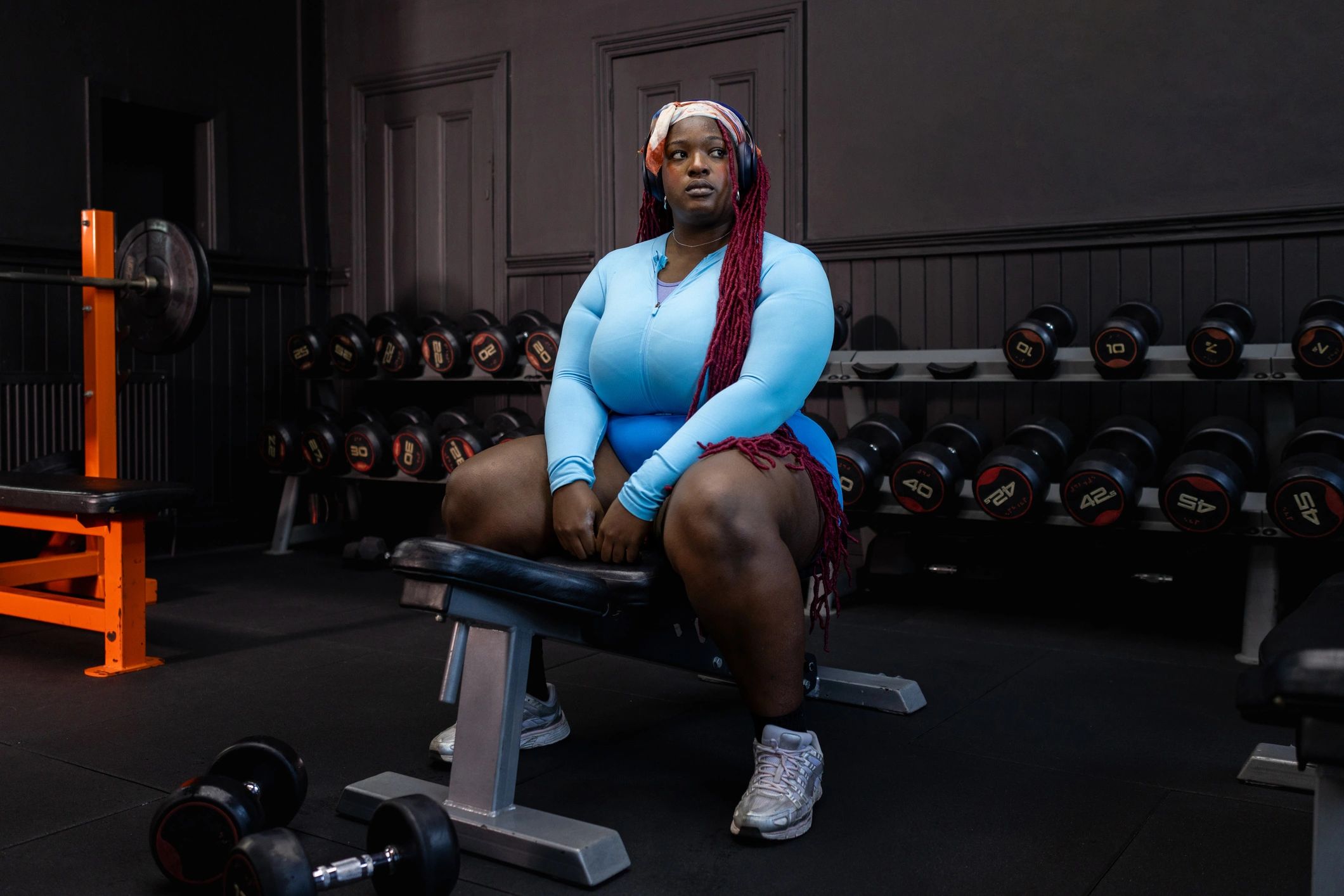 Woman training in a gym for fitness content
